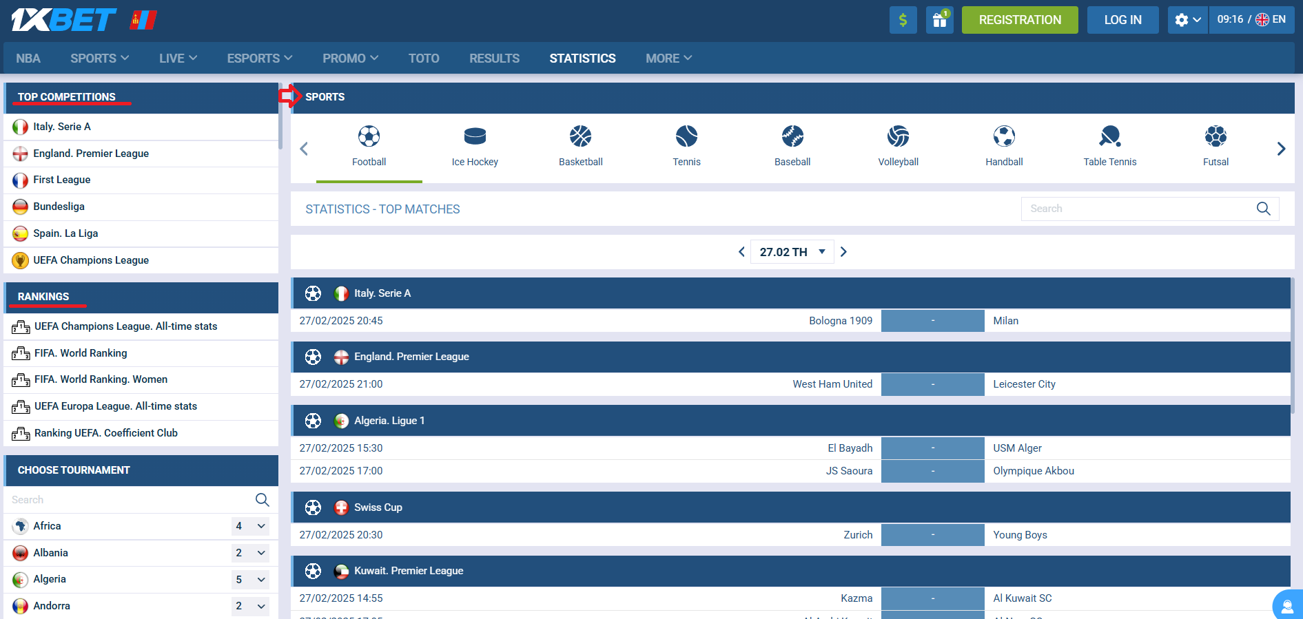 1xbet Statistika, një parashikim I suksesshëm