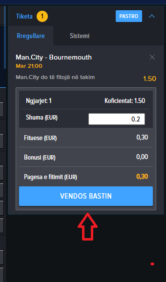 Manchester city VS Bournemouth koeficientët në Mozzartbet 20.05.2025