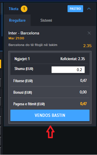 Inter VS Barcelona koeficientët Mozzartbet në 06.05.2025