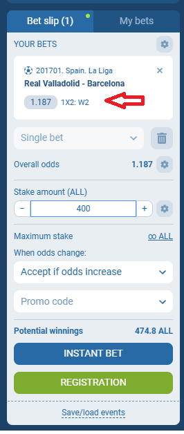 Valladolid VS Barcelona koeficientët në 1xbet 03.05.2025