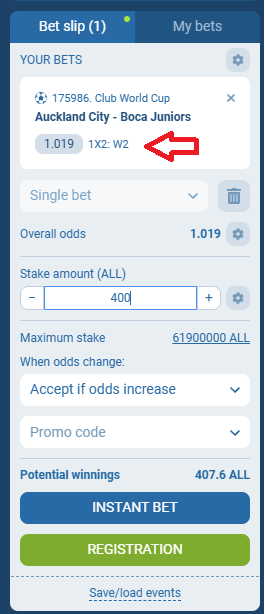 Auckland City VS Boca Juniors koeficientët në 1xbet 24.06.2025
