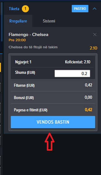 Flamengo RJ VS Chelsea koeficientët në Mozzartbet 20.06.2025