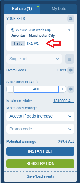 Juventus VS Manchester City koeficientët në 1xbet 26.06.2025