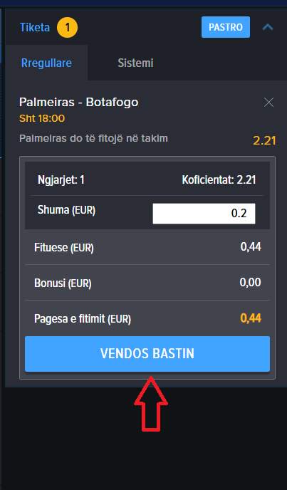 Palmeiras VS Botafogo RJ koeficientët në Mozzartbet 28.06.2026