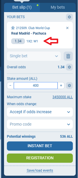 Real Madrid VS Pachuca koeficientët në 1xbet 22.06.2025