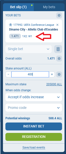 Dinamo VS Atletic Escaldes koeficientët në 1xbet 31.07.2025