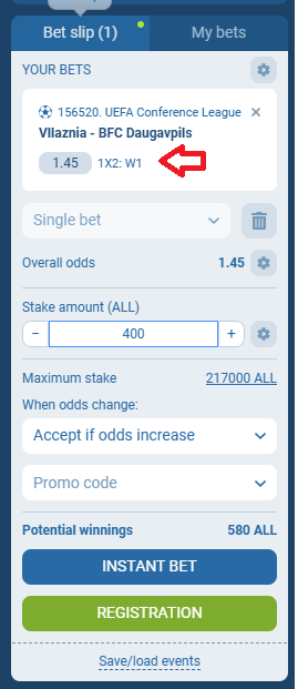 Vllaznia VS BFC Daugavpils koeficientët në 1xbet 10.07.2025