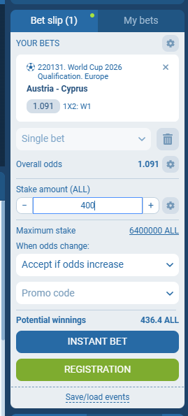 Austria VS Qipro koeficientët në 1xbet 06.09.2025