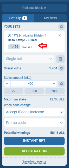 Besa Kavajë VS Kukësi koeficientët në 1xbet 29.10.2025