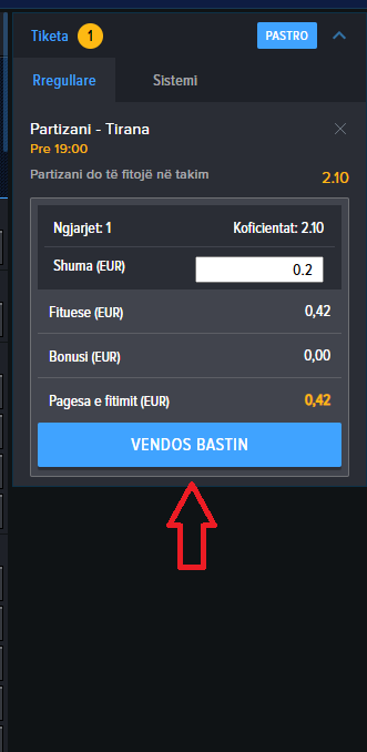 Partizani VS KF Tirana koeficientët në Mozzartbet 03.10.2025