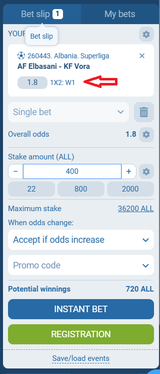 AF Elbasani VS Vora koeficientët në 1xbet 19.10.2025