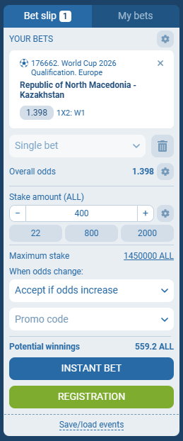 Maqedonia e Veriut VS Kazakhistani koeficientët në 1xbet 13.10.2025