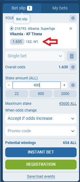 Vllaznia VS KF Tirana koeficientët në 1xbet 24.10.2025