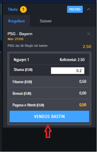 PSG VS Bayern Munich koeficientët në Mozzartbet 04.11.2025