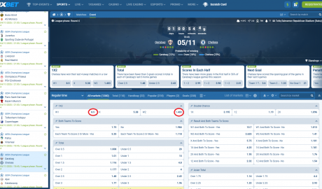 Qarabag VS Chelsea koeficientët në 1xbet 05.11.2025