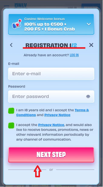 Regjistrimi OnlySpins