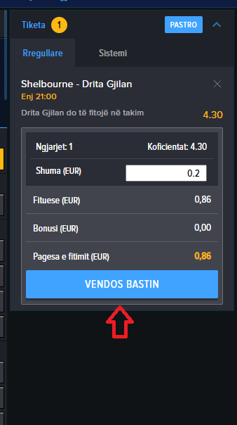 Shelbourne VS Drita koeficientët në Mozzartbet 06.11.2025